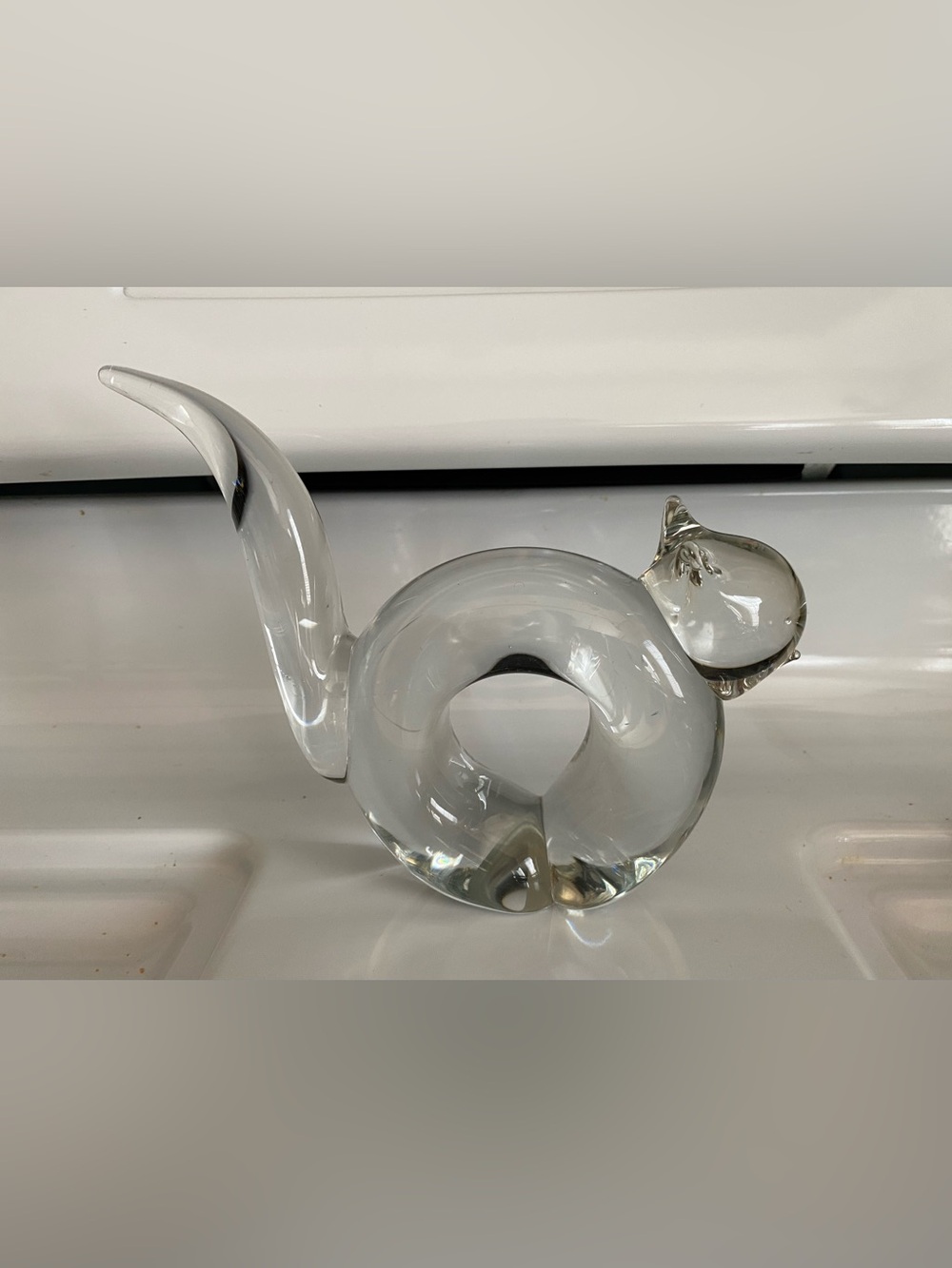 MCM Abbott Abstract Modern Style Clear Solid Art Glass Cat
Sculpture